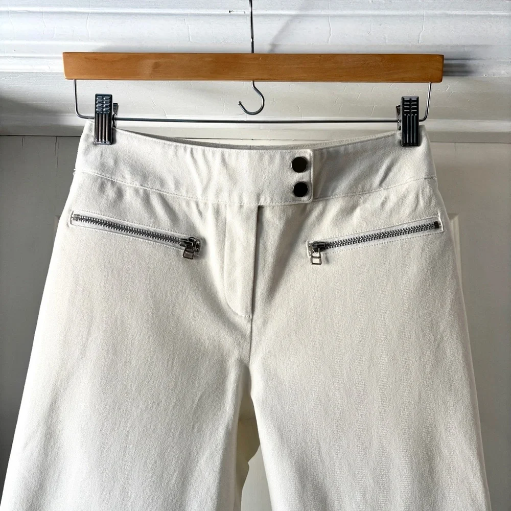 Veronica Beard Metro Crop Stretch Twill Flared Pants White Size 8 - Picture 6 of 16